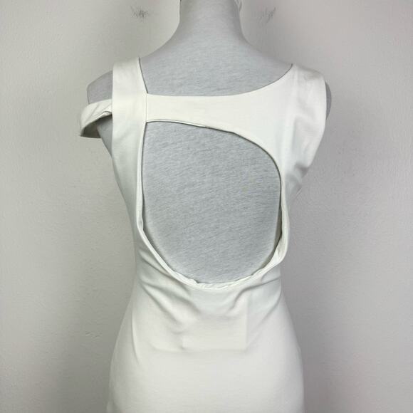 Runaway the Label | NWT Lyla Ivory White Side Slit Keyhole Body-con Midi Dress - Picture 6 of 16